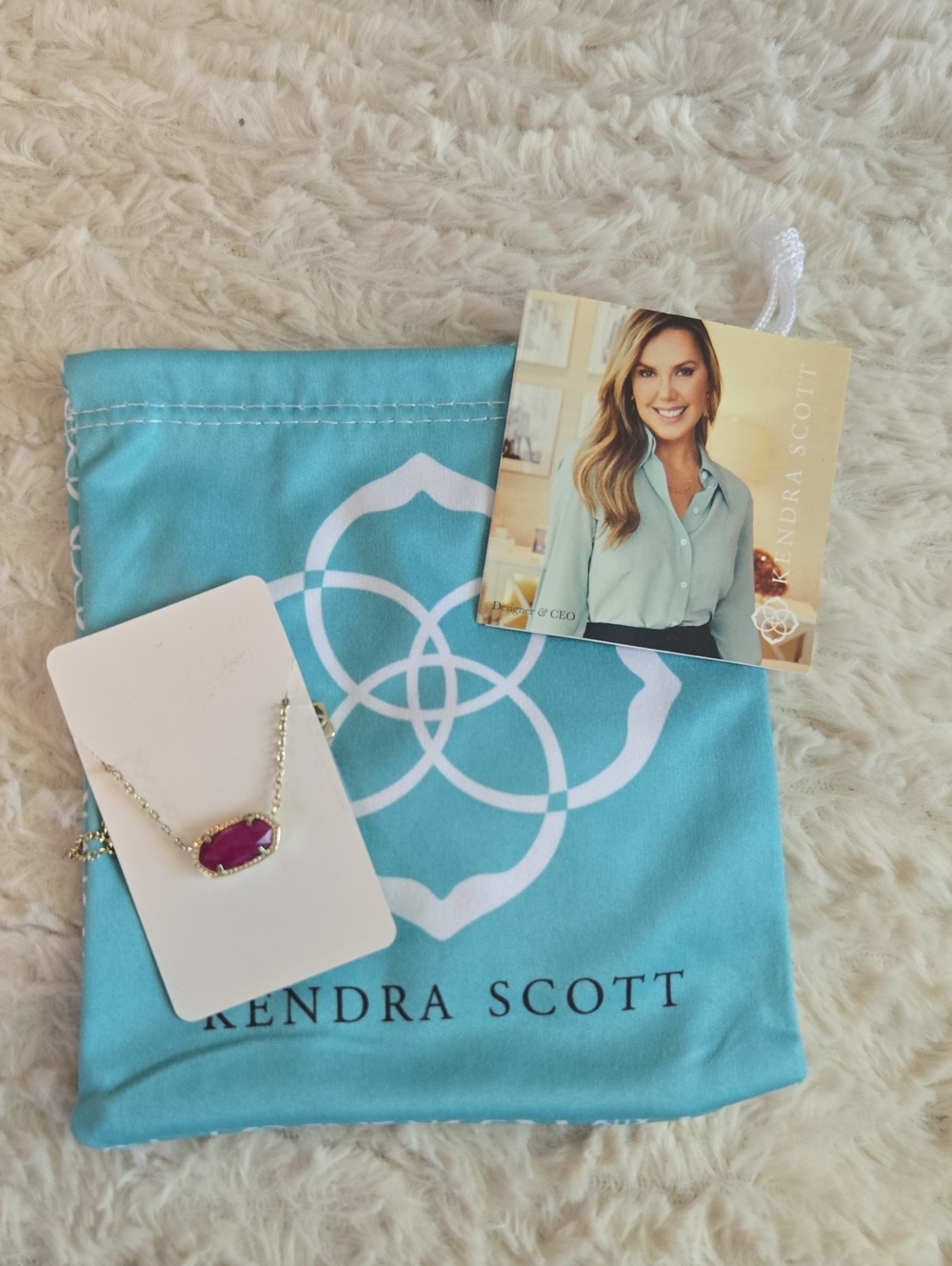 Kendra Scott Gold Necklace with Fuchsia Stone